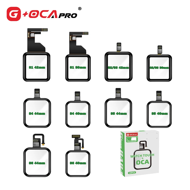 

10PCS G+OCAPRO Touch Screen Digitizer With OCA Glass Lens Panel + OCA For Watch series SE S5 S4 S6 S1 S2 S3 38mm 42mm 40mm 44mm