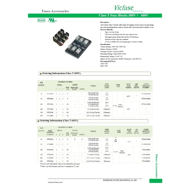 Manufacturer Class T VFT 60A Fuses Blocks High Quality Fuses Product
