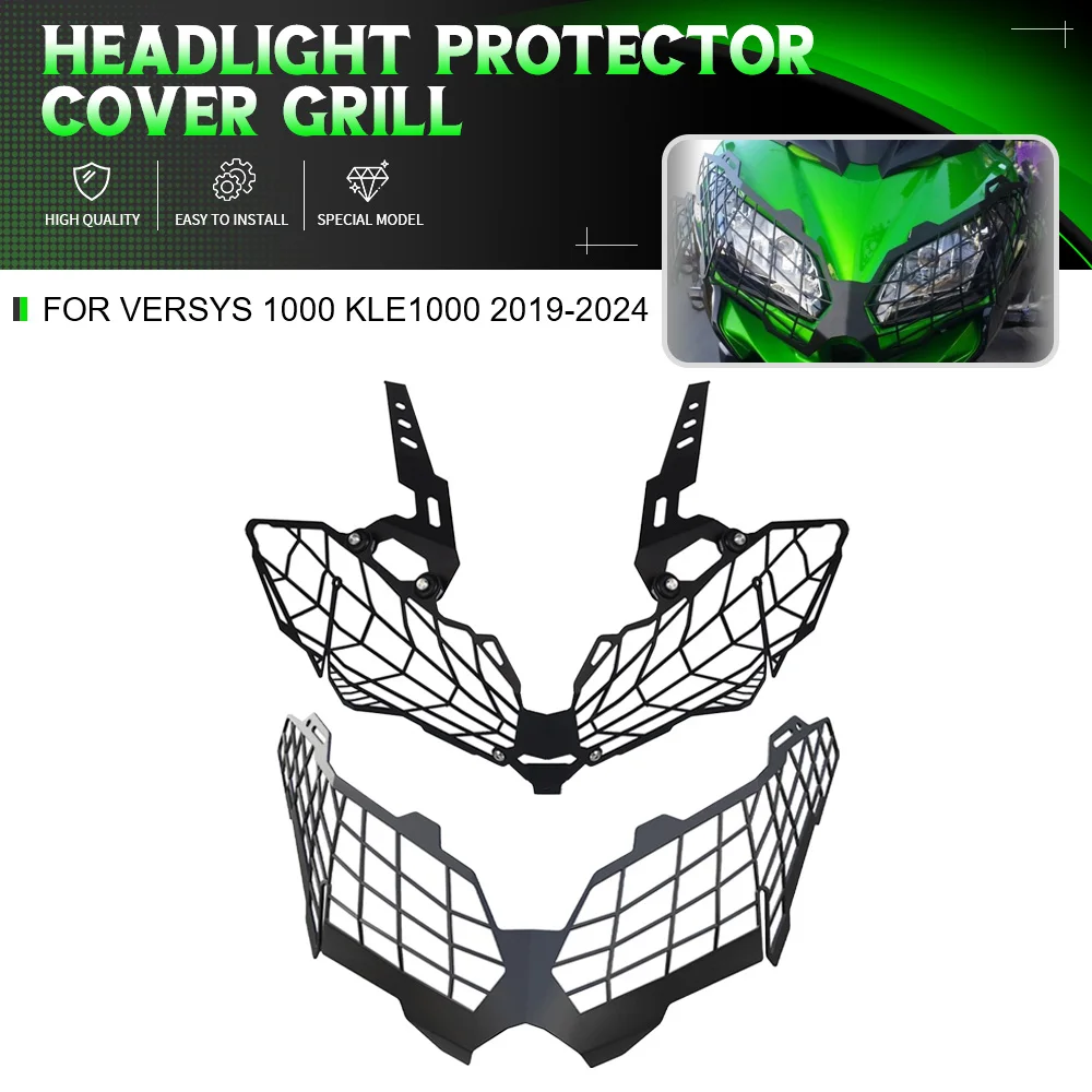 

For Kawasaki Versys 1000 KLE1000 2019-2023 2024 2022 Accessories Motorcycle Headlight Head light Grill Guard Cover Protector