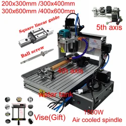 木のルータcnc 6040 1500ワット4軸3040金属彫刻掘削機5軸3020 pcbフライス彫刻機と水タンク