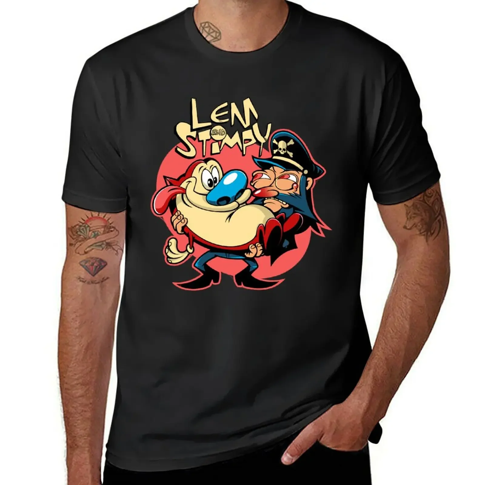 Lem & Stimpy T-Shirt customs plus size clothes graphic shirts Men's clothing