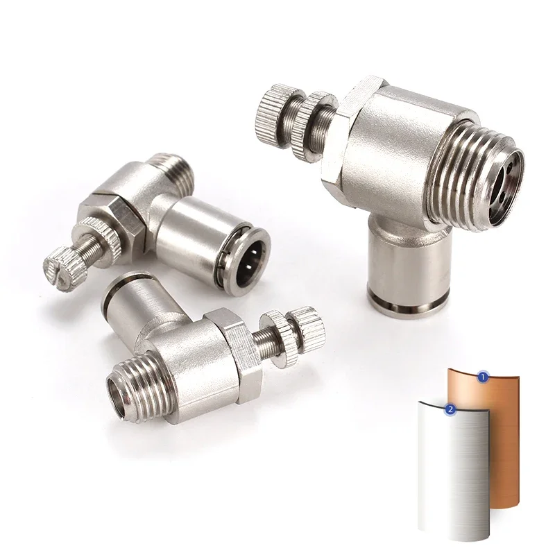 SL brass nickel-plated pneumatic quick coupling male thread air speed control valve acceleration valve 1/8