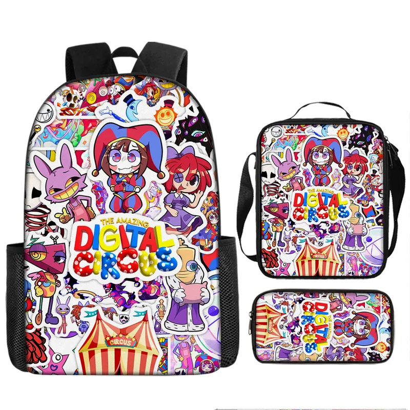 Nylon Backpack With Amazing Digital Circus Prints Cartoon Anime Game School Bag Custom Large Capacity Kids Bags For Boys Girls