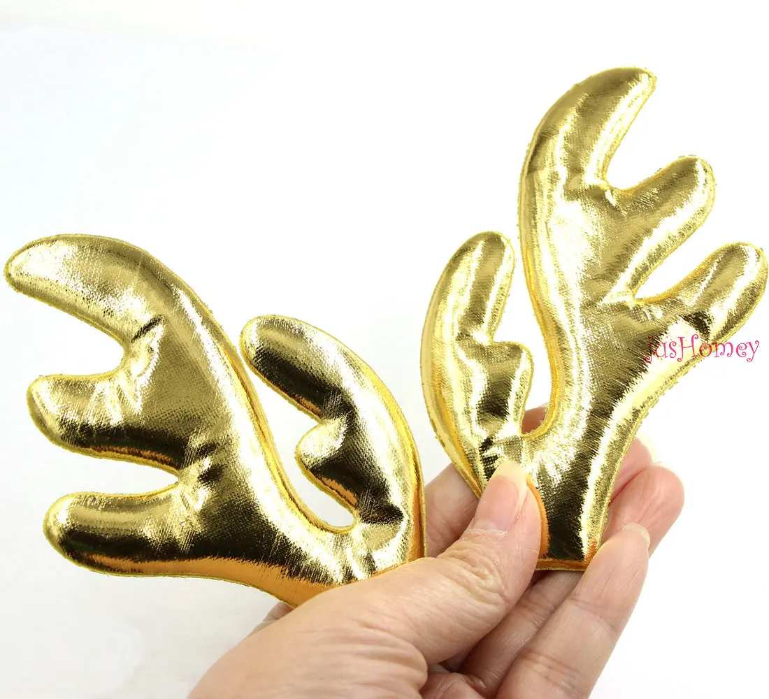 10PCS Gold Elk Antler 120mm Kawaii Cat Ear for DIY Unicorn Baby Headband, Hair Clip, Party Decoration