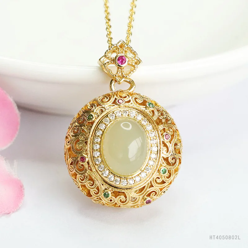 

Natural Hetian Jade Aqua Sachet Pendant Fragrant Charm Necklace HT4050802L