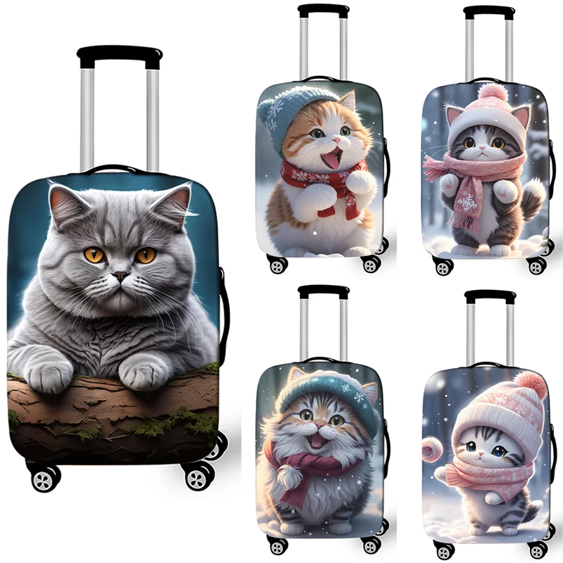 Kawaii Snow Cats Print Luggage Cover Travel Accessories Elastic Suitcase Covers Cute Anti-dust Trolley Case Protective Cover