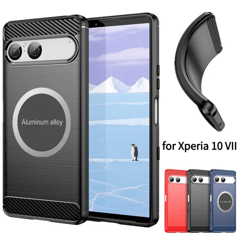 Luxury Brushed Carbon Fiber Case For Sony Xperia 10VII 10VI 10V 10IV 10III II I 5V 5IV 5III 1VII 1VI 1V Magnetic Anti-drop Cover