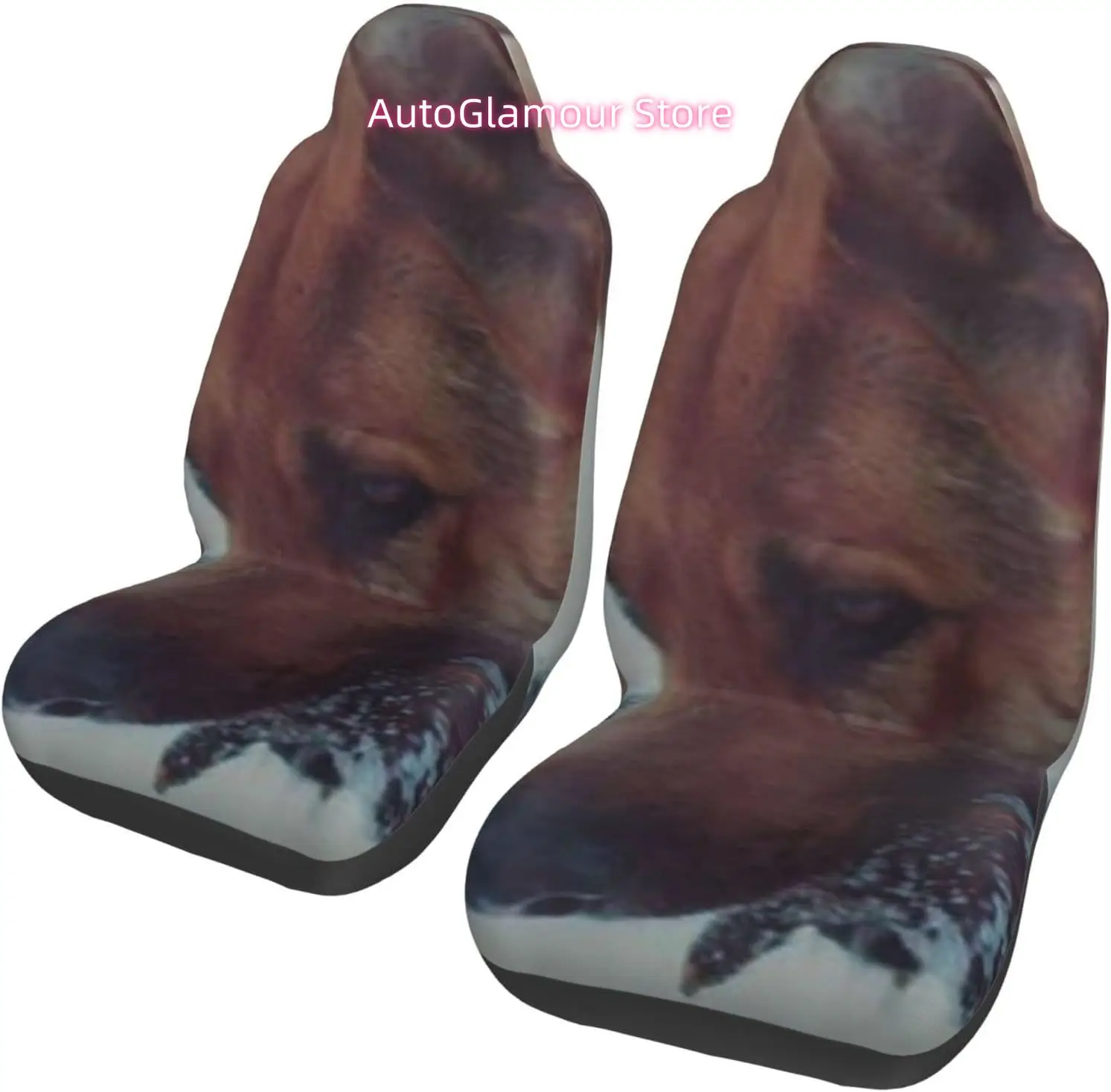 Snow Dog German Shepherd Winter Universal Car Seat Covers 2-Piece Set - Stretch-to-Fit Front Seat Protectors for Cars, Trucks &