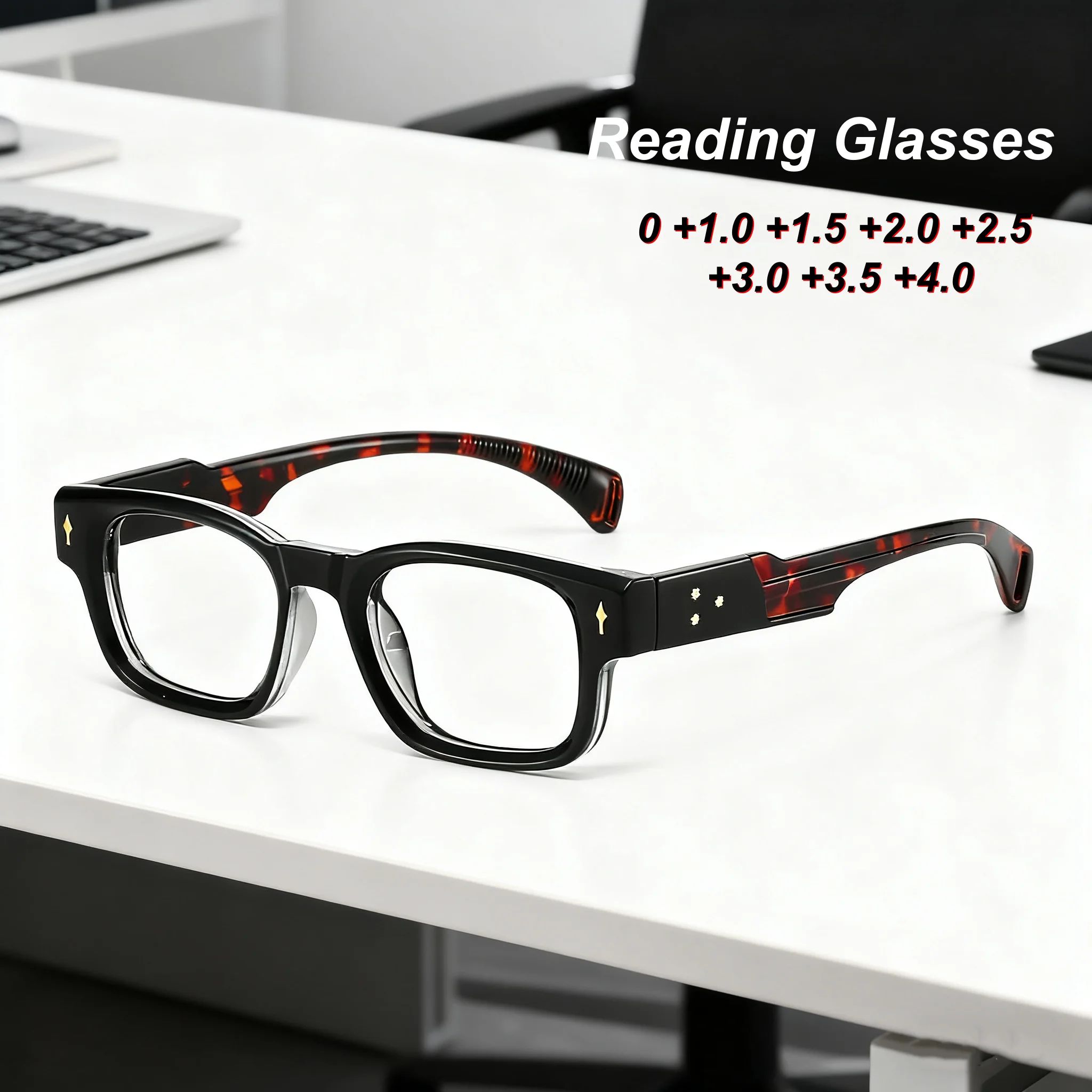 

2025 New Fashionable HD Square Frame Men's Reading Glasses Retro Neutral High Quality Luxury Versatile Anti Blue Light Glasses