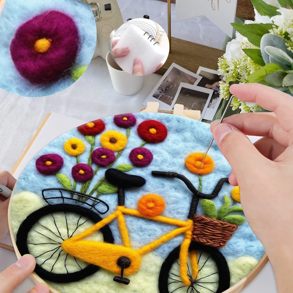 

SDOYUNO Wool Felt Package Beginners Painting Wool Felt Accessories flowers Diy Art And Crafts With Needles Gift Home Decoration