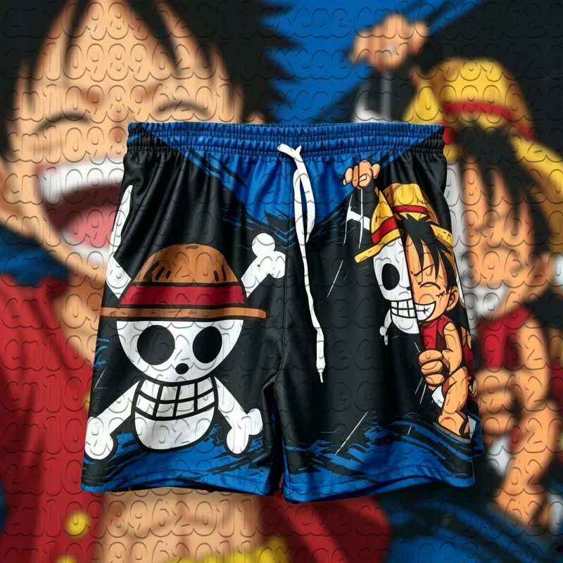 One Piece Luffy Skull 3D Print Quick Dry Sports Shorts Unisex Summer Breathable Basketball Beach Anime Trend Workout Shorts Y2k