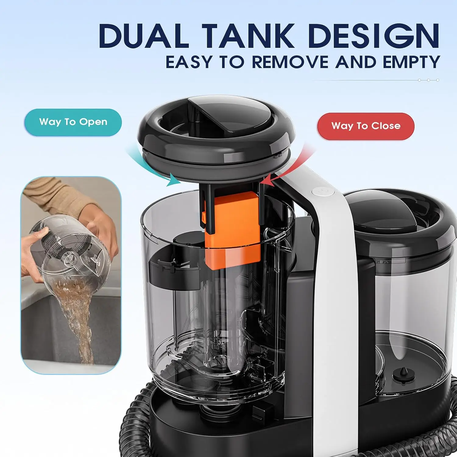 New Portable Carpet Upholstery Cleaner Machine Spot Stain Deep Cleaner 500W motor Powerful Suction With Two-Brush for Pets