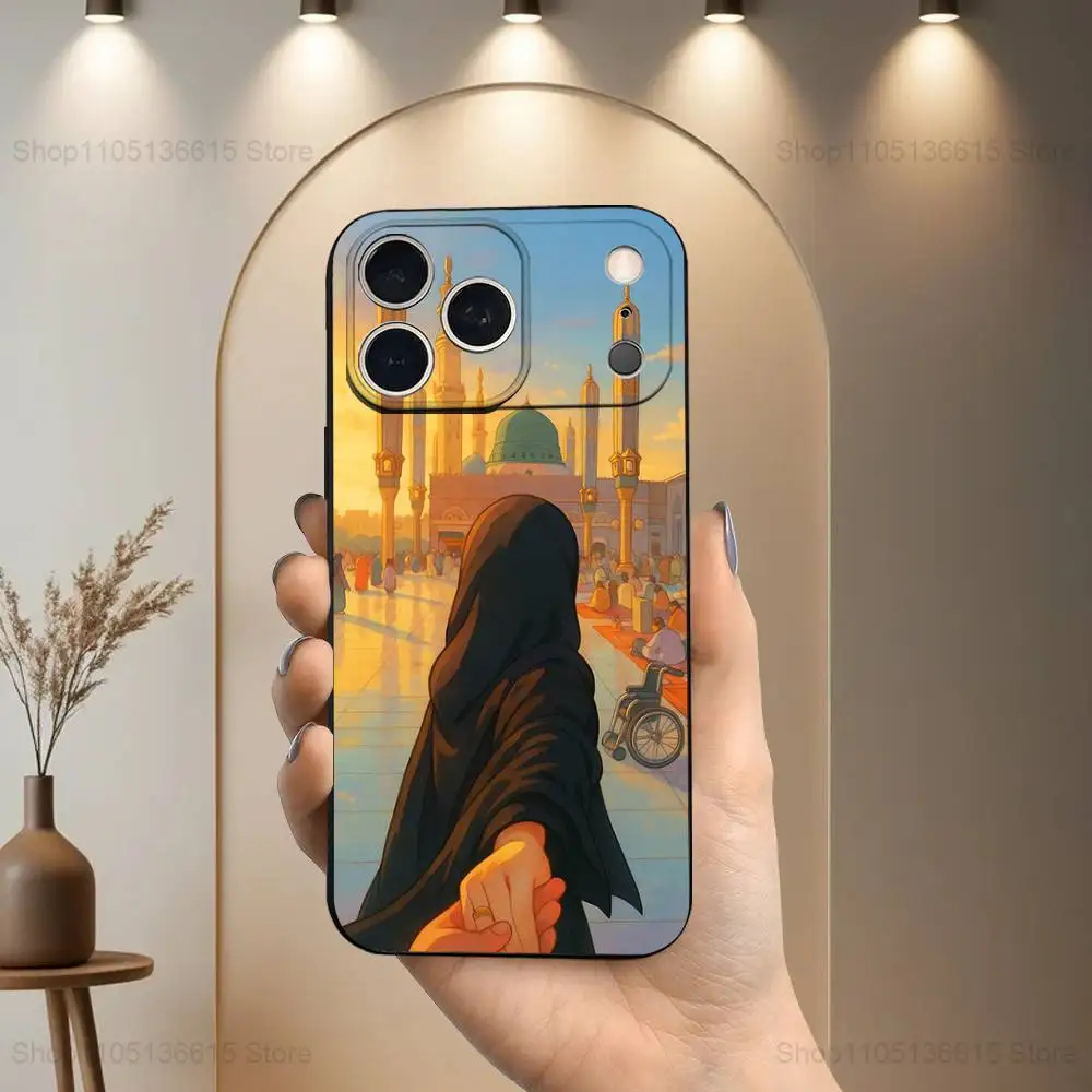 Capa de telefone para meninas muçulmanas, arte árabe, para iphone 17,16,15,14,13,12,11,plus,pro max,xs,x,xr,se, mini,8,7, capa preta de silicone macio