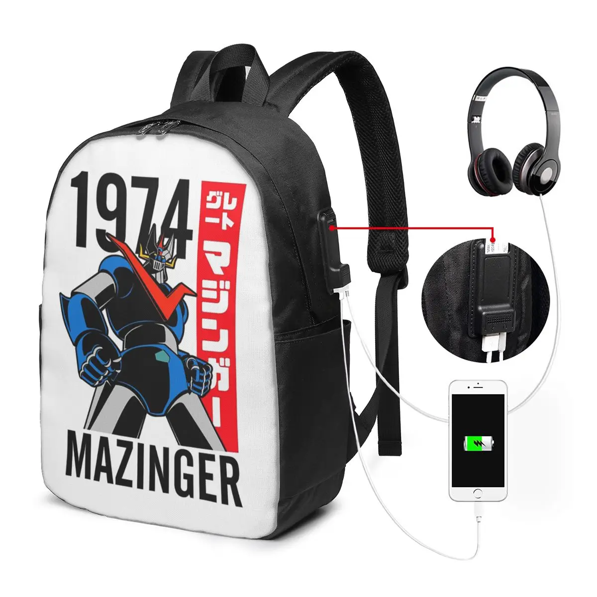 Mazinger Z Mad Robot Grendizer Anime Manga Backpack Travel Notebook Bag Computer College Student School Bag Laptop Shoulder Bags