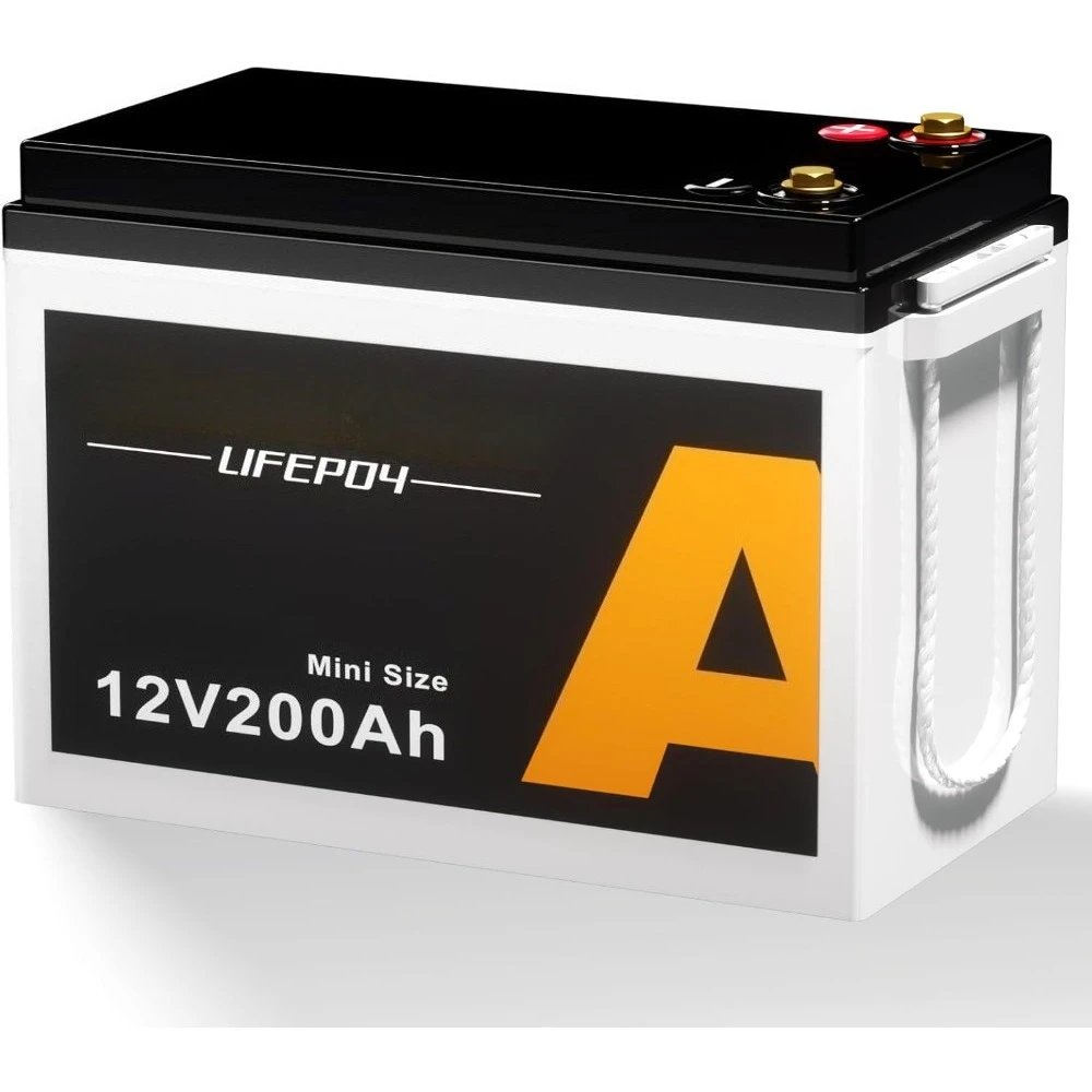

12V 200Ah LiFePO4 Battery Mini Size 15000 deep Cycles with 200A BMS Bluetooth and Mobile APP 2560Wh Lithium Battery for RV Solar