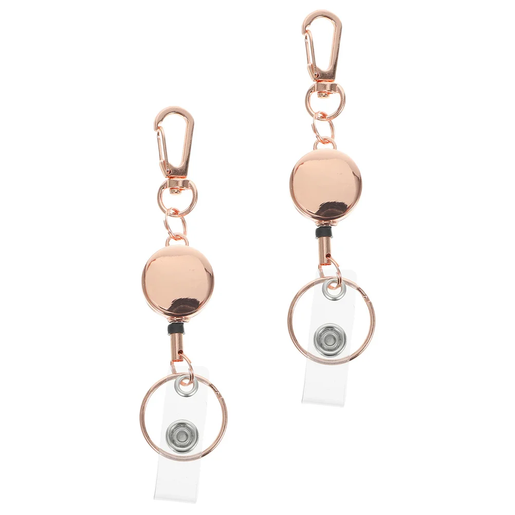 

2pcs Retractable Badge Holder Keychain Zinc Alloy Id Card Holder For Keys Name Cards Nurse Reel Clip Belt Multi-Use Metal