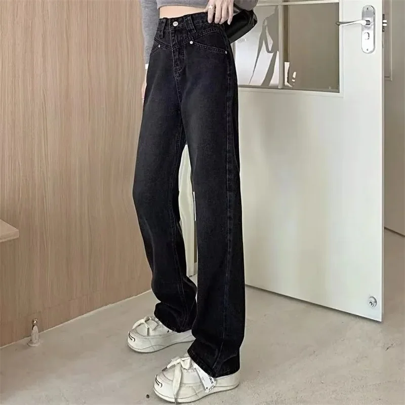 Retro Multi-Pocket Design High-Street Cargo Pants Women Summer Wide-Leg Trendy Niche Washable High-Waisted Jeans Women Baggy