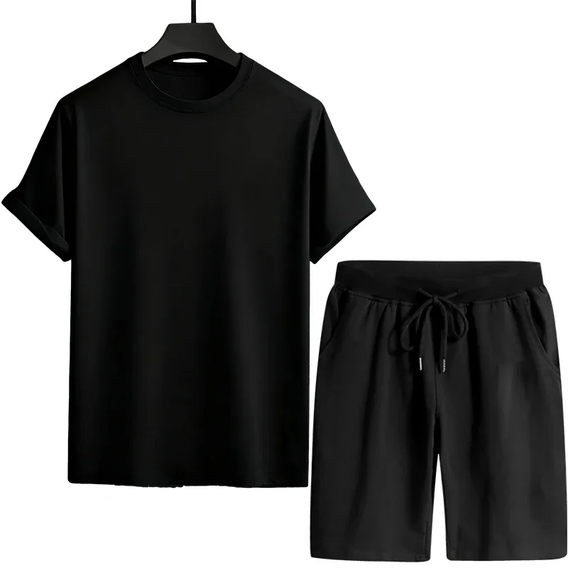 Men's Tracksuit T-shirts and Sports Shorts Urban Casual Fashion Short Sleeve Outfits Male Summer Home Outdoor Comfort Tees Set