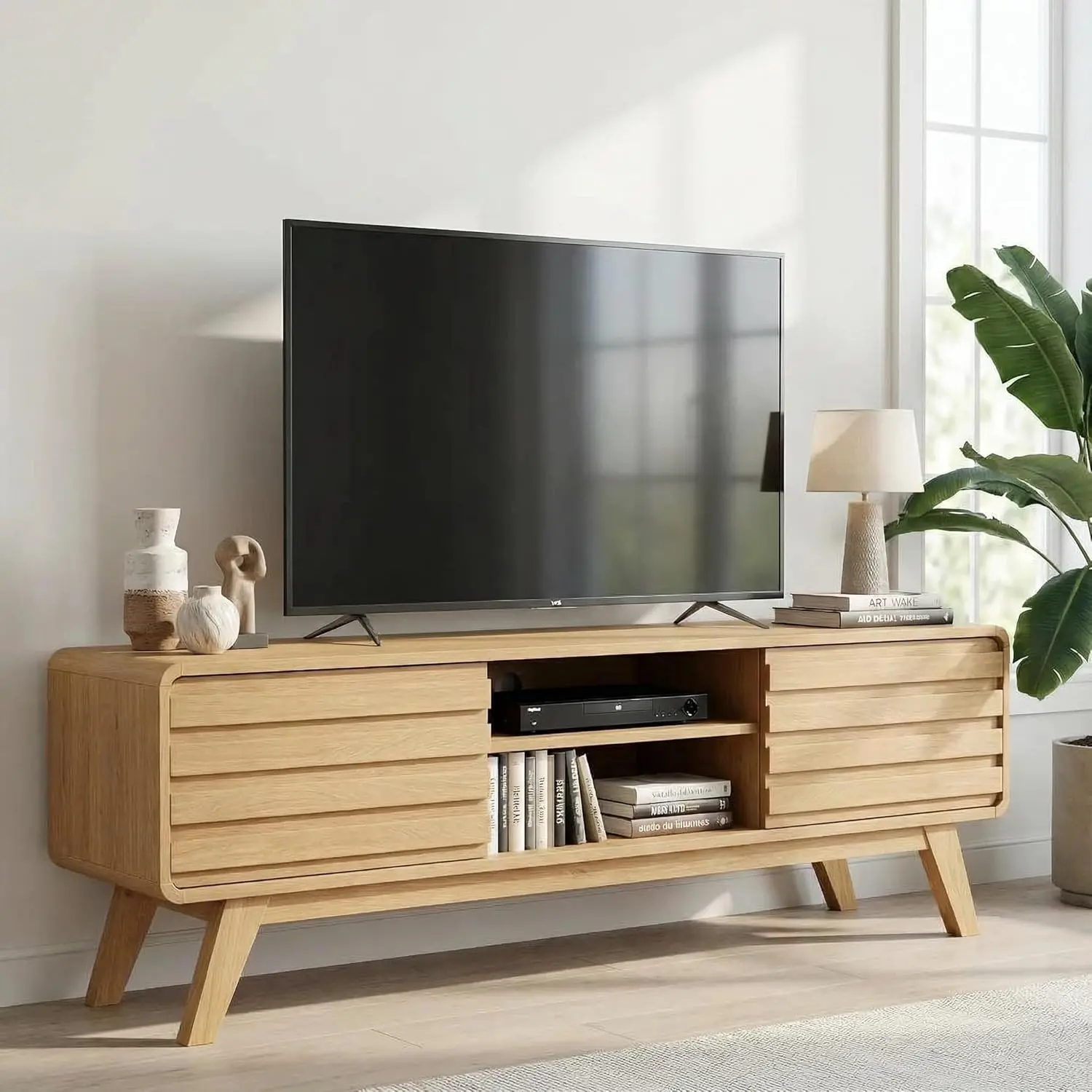 

Подставка для телевизора 65 дюймов, в стиле Mid-Century Modern, для телевизоров до 65 дюймов, развлекательный центр с полками для хранения, на заказ