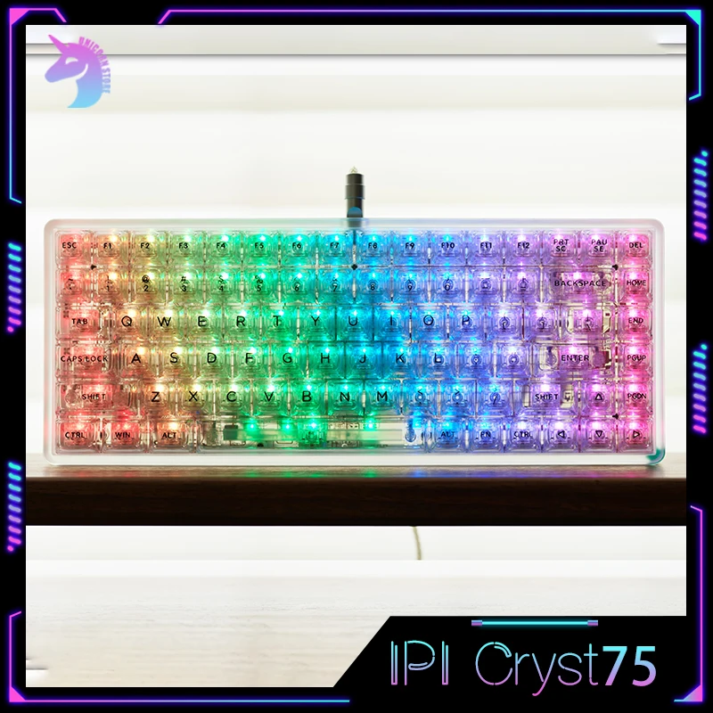 

IPI Cryst 75 Mechanical Keyboard Wire Keyboards Transparent Gaming Keybords Hot-Swap Rgb Backlight Customization Gamer Keyboards