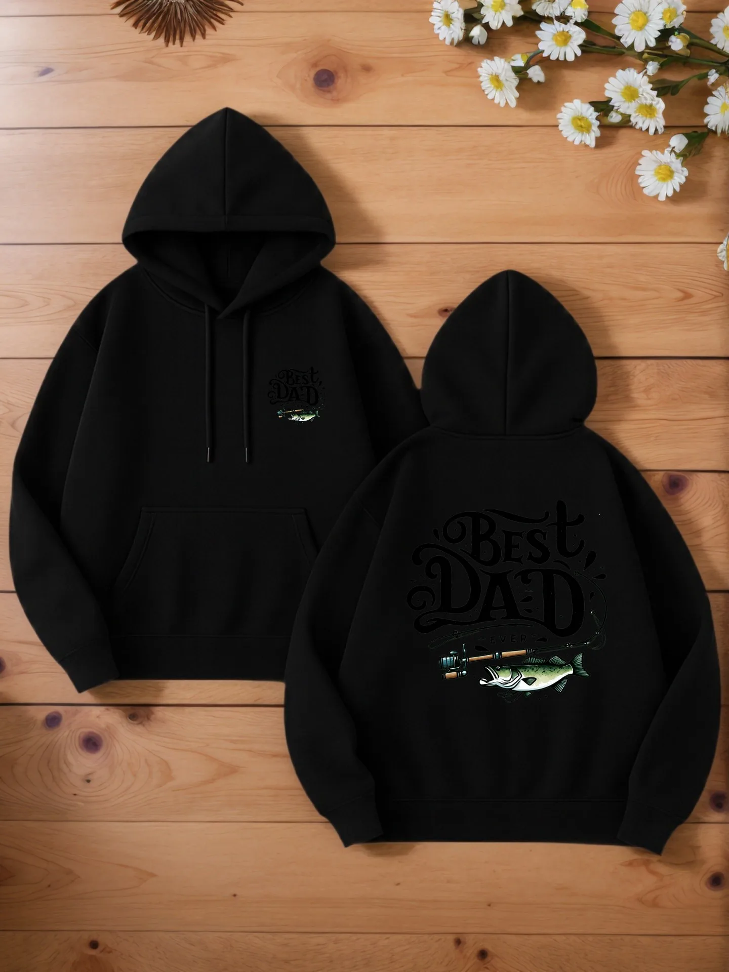 

Мужская толстовка с рисунком, лучший буквенный принт папы, повседневный стиль, флисовая ткань, для повседневной носки