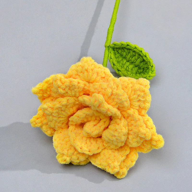 1 x handgefertigte Häkelblumensträuße, gestrickter Rosenstrauß aus Stoff für DIY-Heimdekoration, Geschenk für Frau, Frau, Mutter, Freundin, Liebhaber – Detail 7