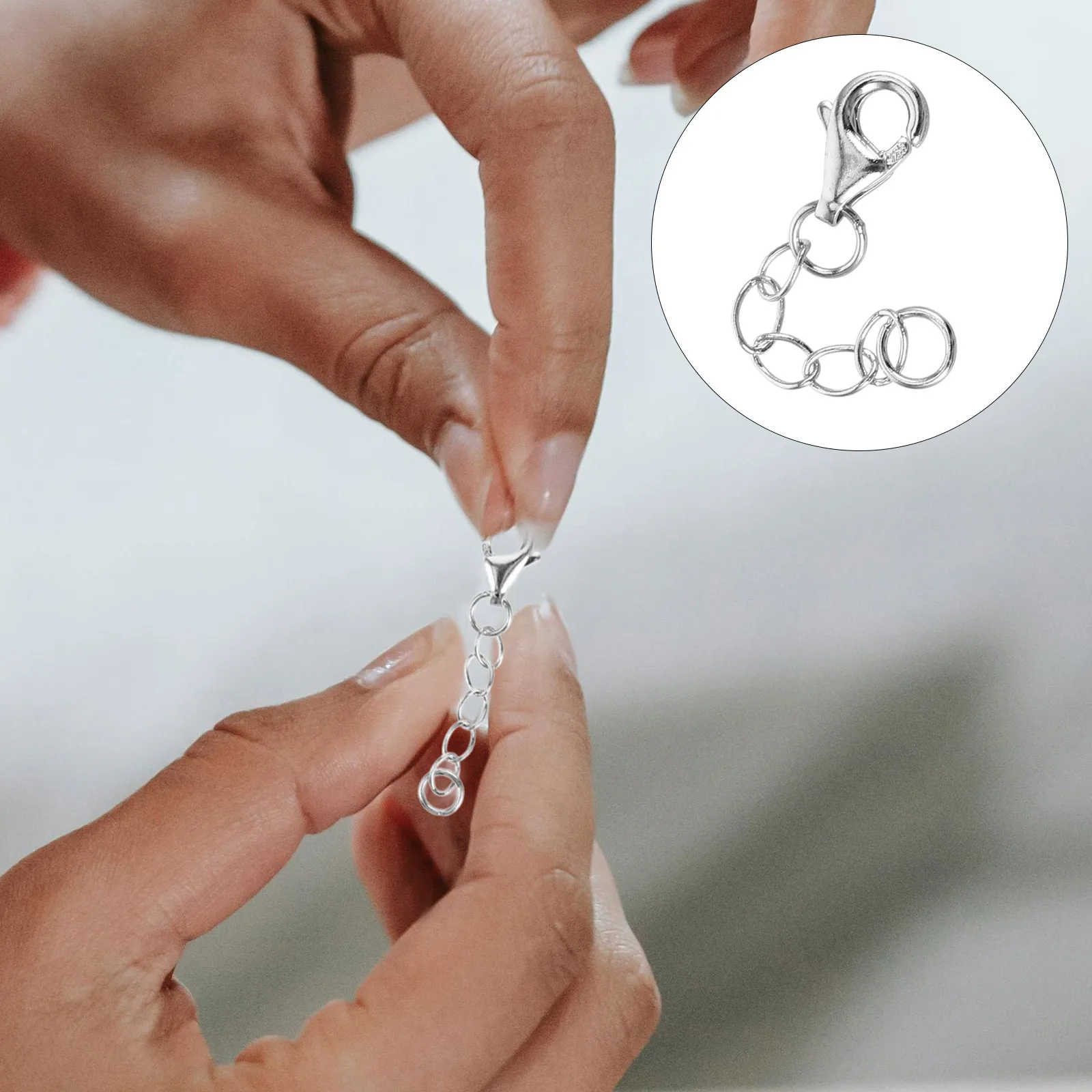 

Adjustable Extension Chain 1 Inch Silver Necklace Extender for Bracelets DIY Jewelry Materials Wide Lobster Clasp