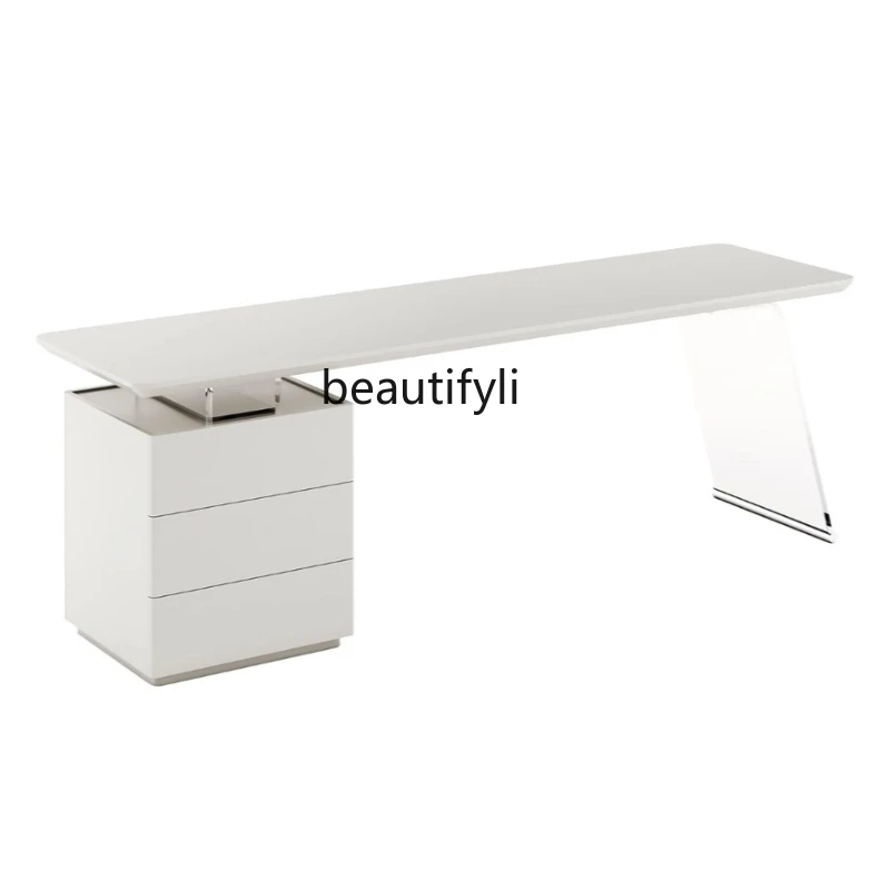 

Cream Style White Desk Consult Simple Modern Boss Desk Beauty Salon Office Computer Desk