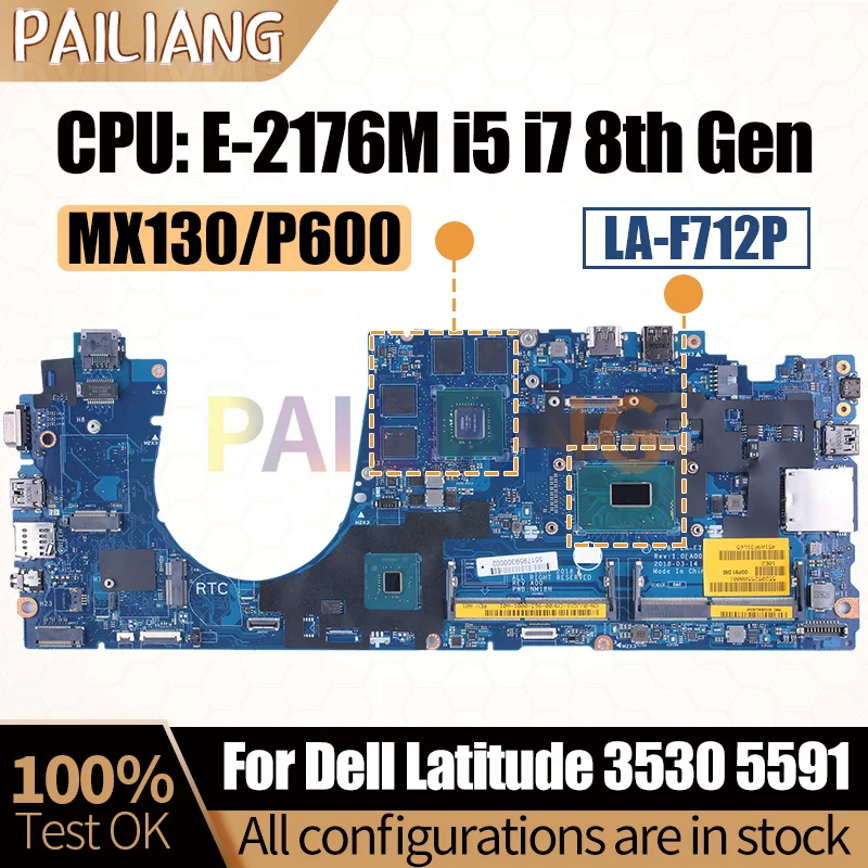 Imagem -02 - para Dell Latitude 3530 5591 Notebook Mainboard Laptop La-f712p 07ttkr 0t73cf 03yc67 i5 i7 8th Mx130 Placa-mãe Completa Testada