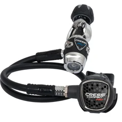 Cressi  MC9-SC / COMPACT PRO - INT Hiper Balanced Regulator Scuba Diving 1st Stage 2nd Stage Set Silicone Mouthpiece with Hose
