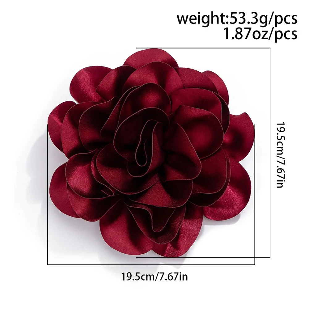 19cm Exaggerate Big Fabric Flower Brooch for Women 2024 Trendy Personality French Flower Brooch Handmade Pin Suit Jewelry