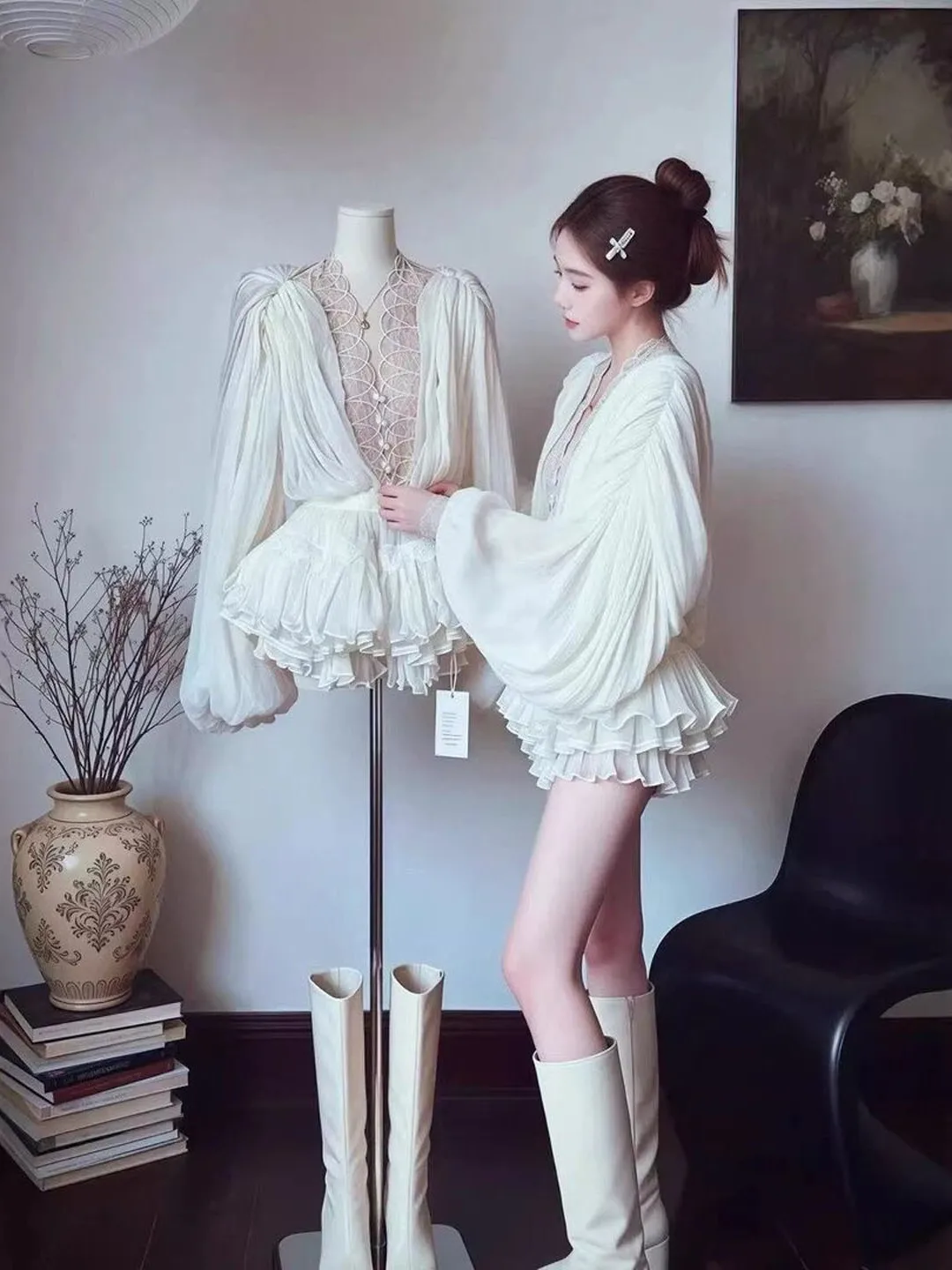 

Fashionable Sexy Set High Waist Slimming Skirt Trendy Long Sleeve Shirt And Shorts Ensemble for Young Women Summer Wear