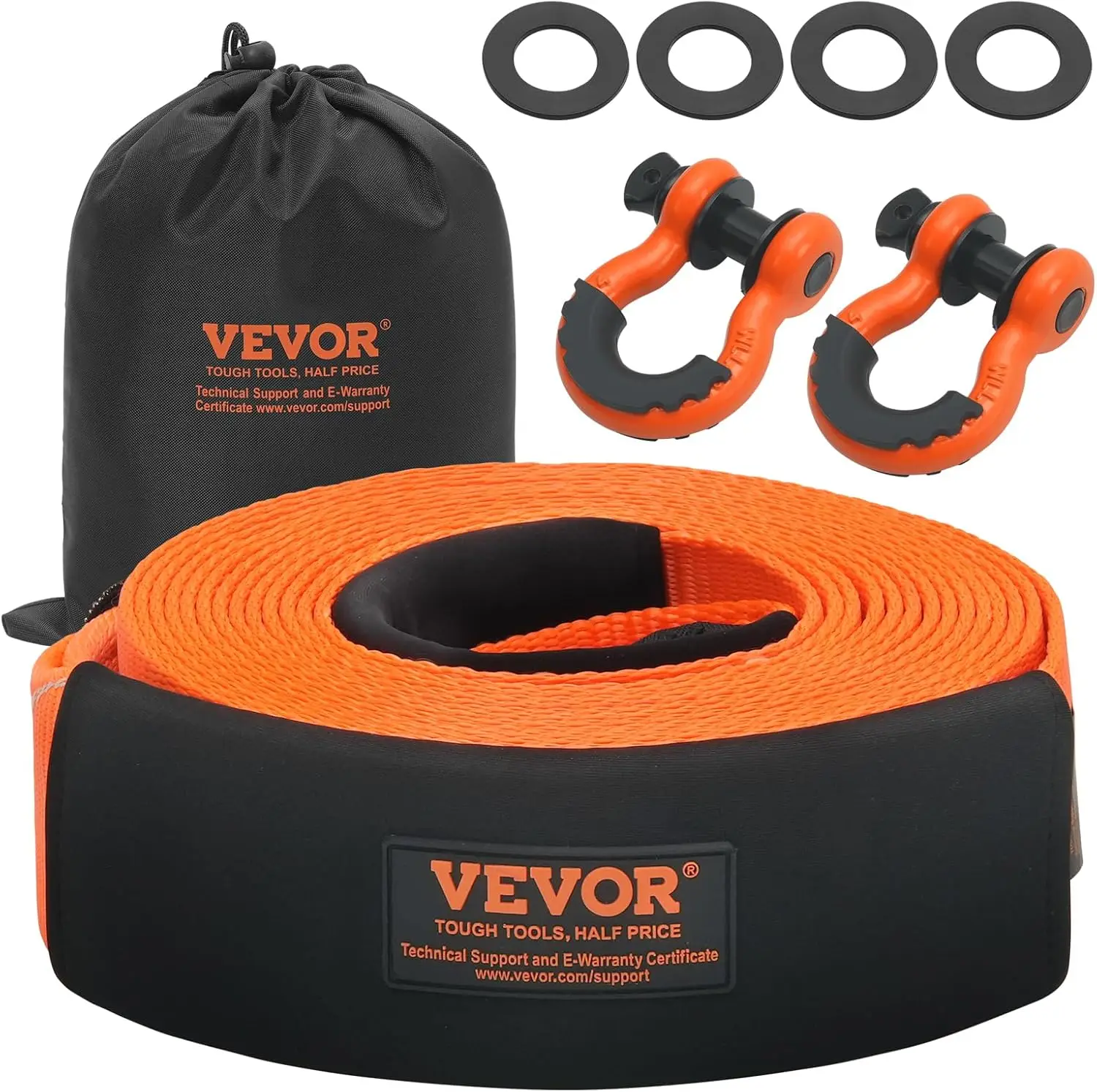 

Комплект для восстановления сверхмощного буксирного ремня размером 3 x 30 футов, тройные усиленные петли и защитные рукава, для грузовиков, джипов, внедорожников, квадроциклов