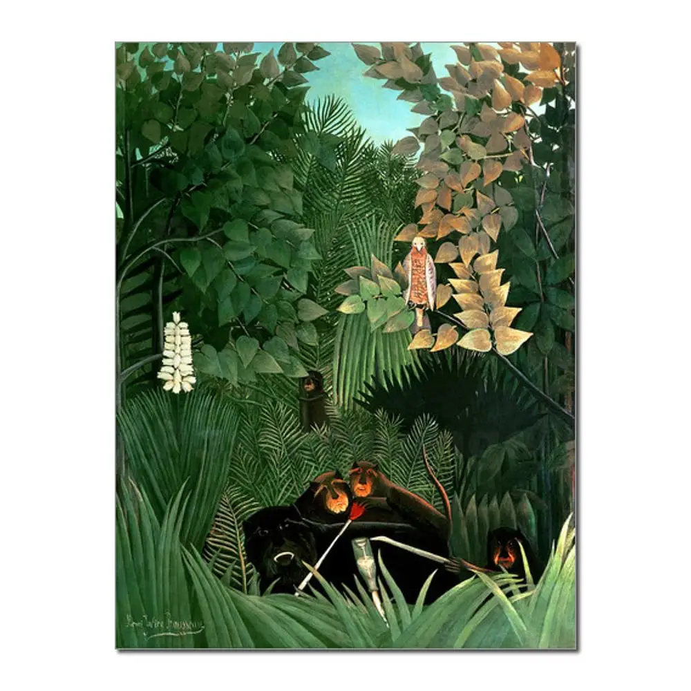 Modern Painting abstract The Monkeys by Henri Rousseau Canvas High quality Hand painted