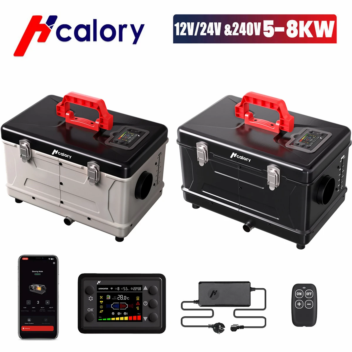 

Hcalory 8KW Diesel Heater 5L Toolbox Compact 2S Portable 12V Diesel Air Heater with Altitude Mode and Automatic Start and Stop