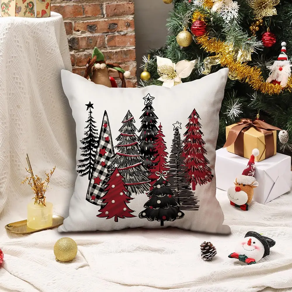 1pc Christmas Pillow Covers Xmas Tree Decorative Throw Pillows Covers Winter Christmas Decor for Home Couch Pillow Covers