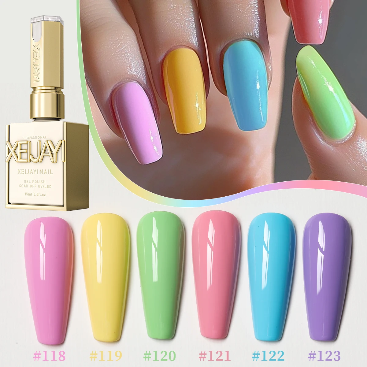 

XEJAYI 6pcs Candy Sugar Gel Nail Polish Set UV LED Soaking Nail Gel, Semi-Permanent, DIY Salon Quality Nail Art Gel For Spring