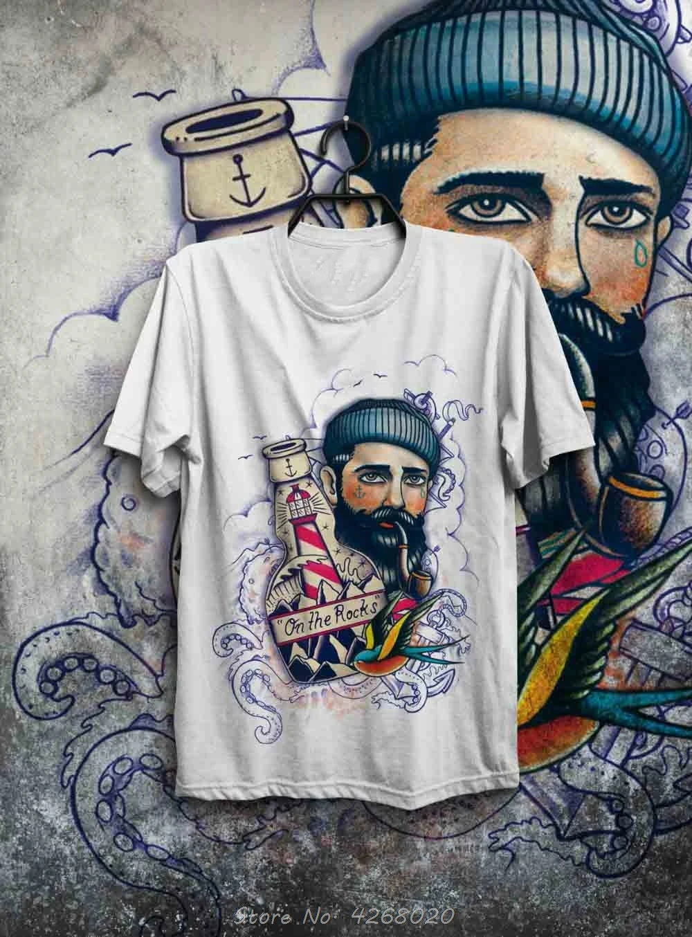 

Летняя модная популярная футболка Maglietta Nuovo Hipster Old School Tattoo Rockabilly Sailor Octopus футболка мужская футболка футболки Harajuku
