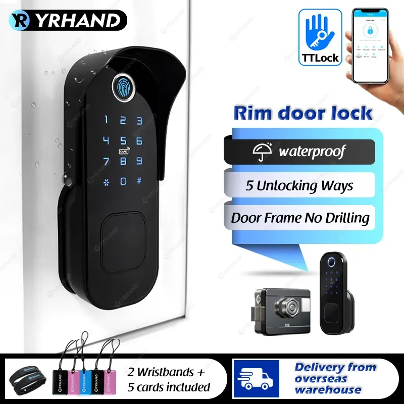 Tuya Fingerprint Door Lock Waterproof Outdoor Gate Bluetooth TT Lock Wifi Passcode IC Card Keyless Enter Electronic Lock