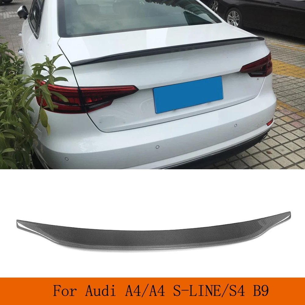 Car Rear Trunk Carbon Fiber Spoiler Lip Wing Lid for Audi A4/ A4 Sline/ S4 Sedan 2017-2020 B9 Rear Trunk Spoiler Boot Lip Wing