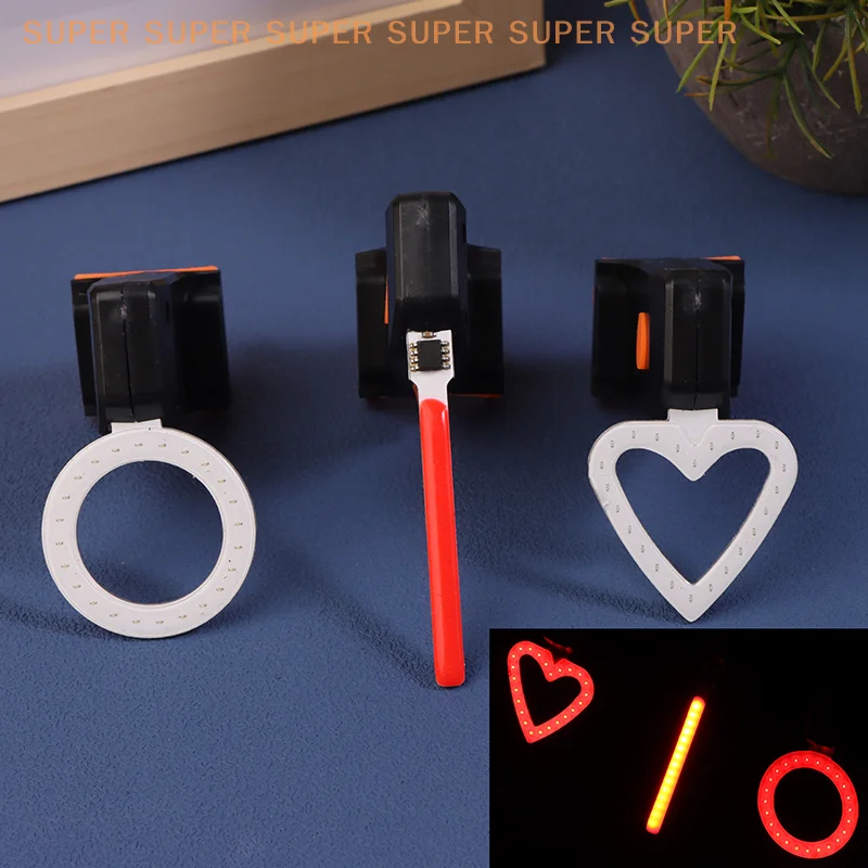 USB Rechargeable Bicycle Tail Light-LED Flash Cycling Lamp Heart & round Flowing Water-Shaped Bike Rear Light for Cycling Safety