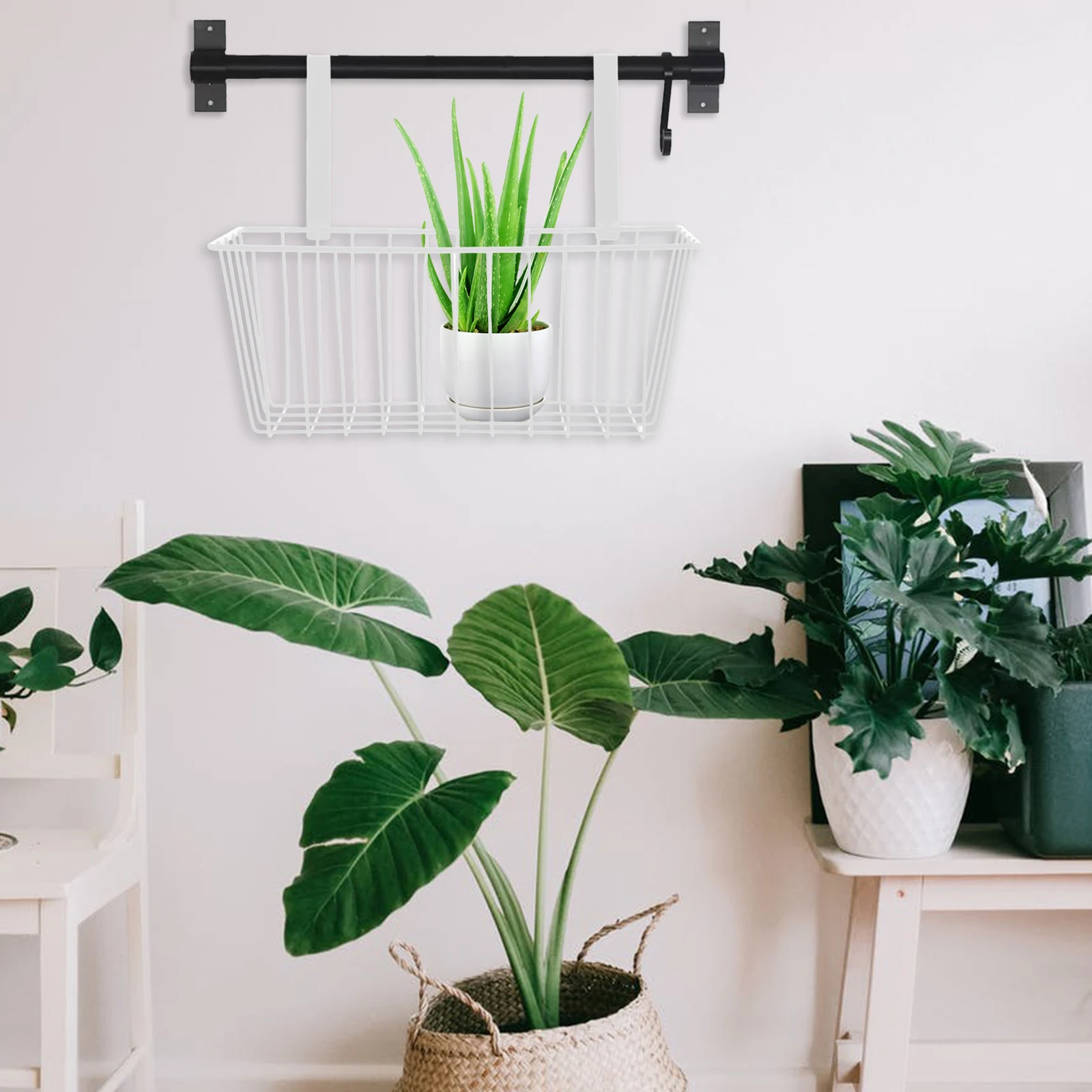 

Wall Mount Storage Basket Iron Hanging Basket Compact Design Fits Small Spaces Bathroom Kitchen Closet Laundry