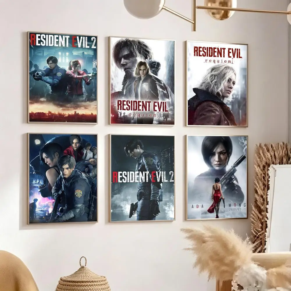 Game Resident Evil Poster Poster Trendy Aesthetic SelfAdhesive HD Wall Decor Home Café Bedroom Room Decoration Gift