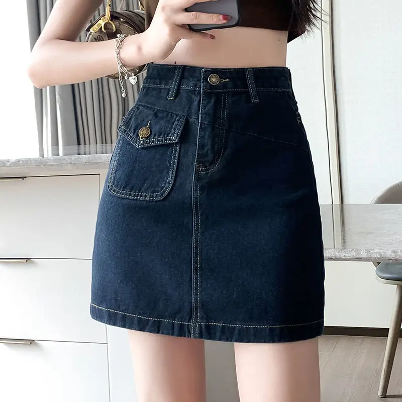 

Women's Denim Skirt Mini Tight Wrap Blue Short Female Jeans Skirts Luxury Elegant Clothing Trend 2024 Summer Offer Aesthetic Hot