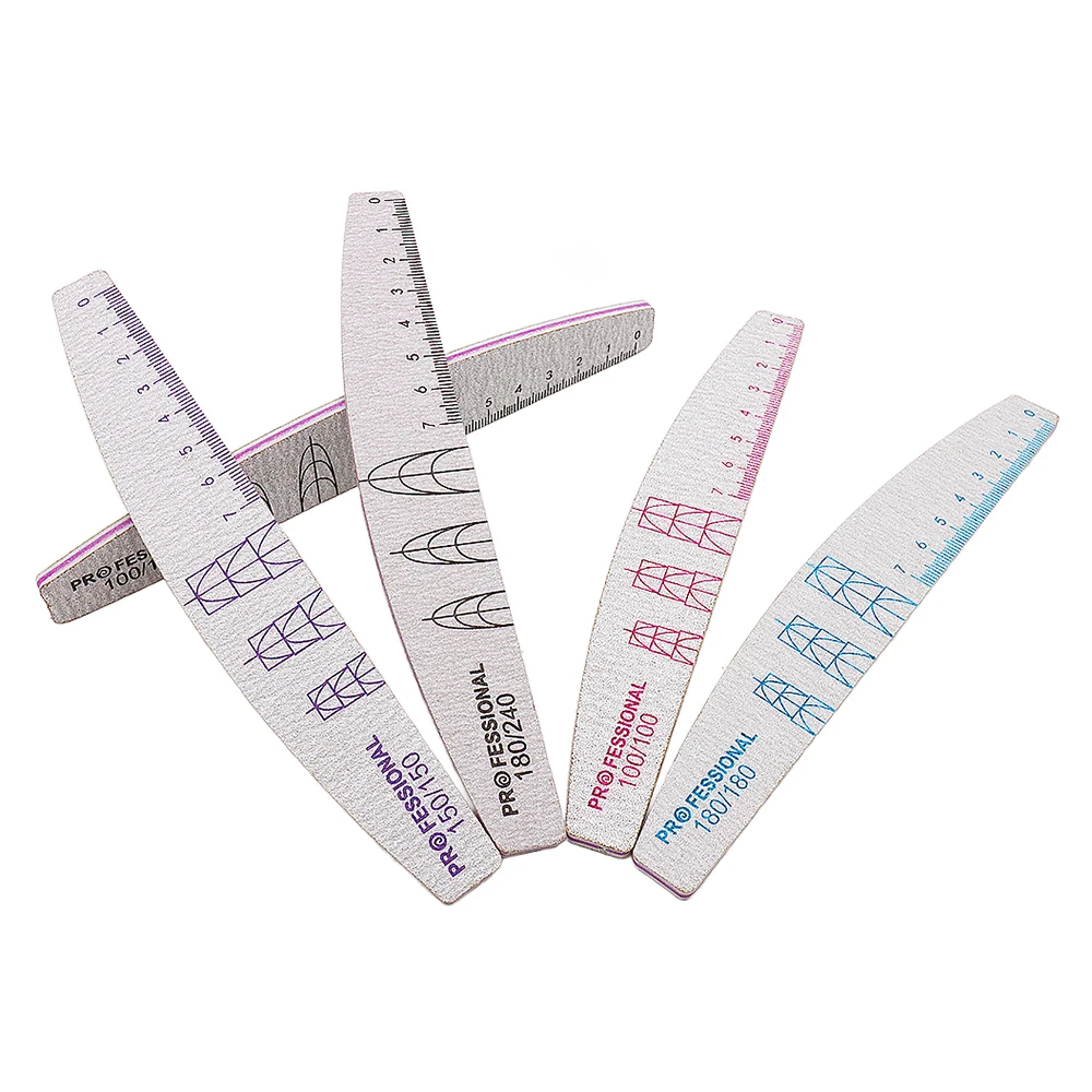 1Pcs Professional Nails File 100/150/180/240 Sandpaper Strong Thick Nail Files Sanding Half Moon File Nail Accessories And Tools