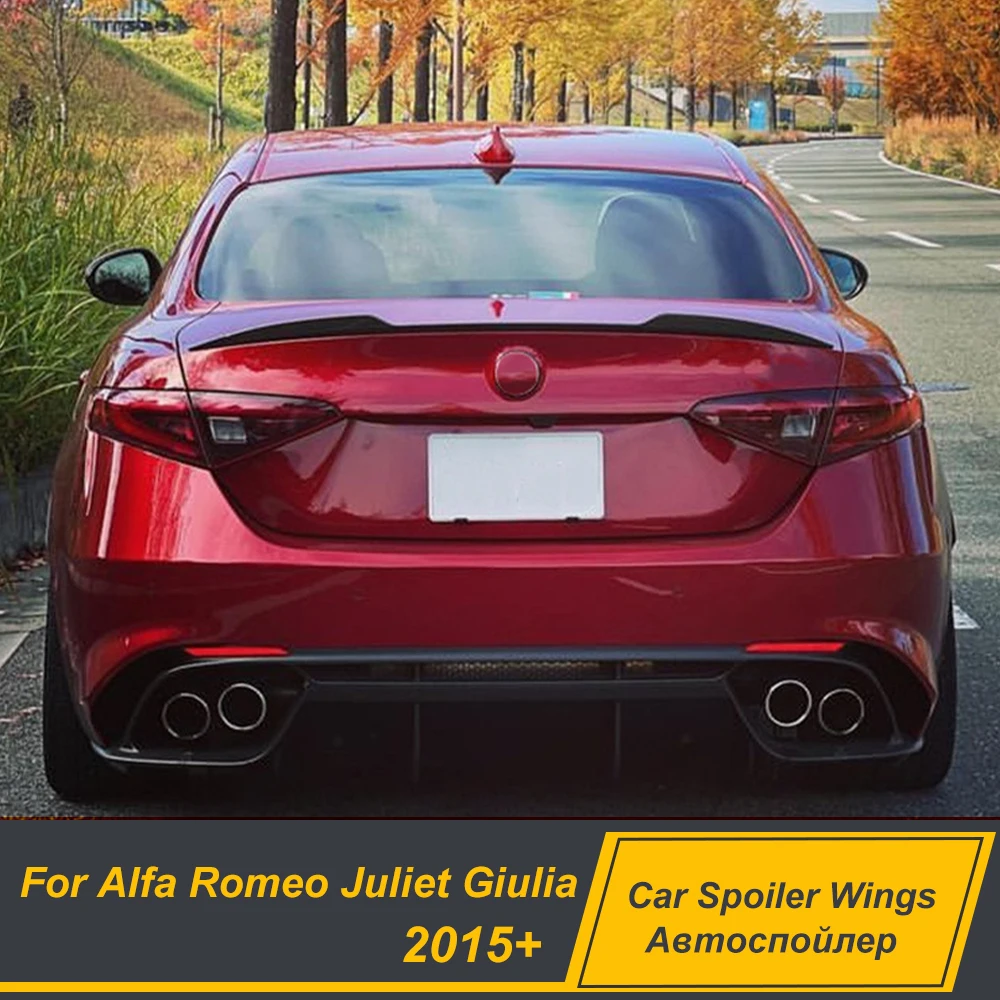 

For Alfa Romeo Juliet Giulia 2015+ Rear Trunk Lid Car Spoiler Wing ABS Plastic Black Carbon Printing Exterior Accessories Parts