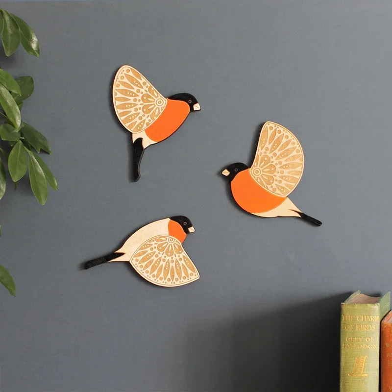 3Pcs Wooden  Bird Wall Decor Art Vintage Gothic Home Decor Living Room Bathroom Kitchen Decorations Indoor Outdoor Gift