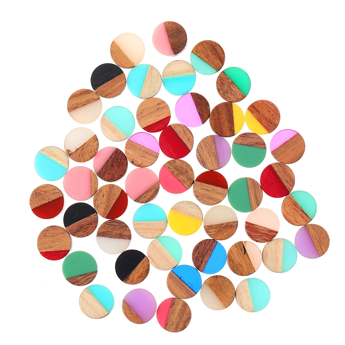 

50pcs Resin Wooden Veneer Pendants Flat Round Slices for Jewelry Making Craft DIY Earrings Necklace Accessories Gifts