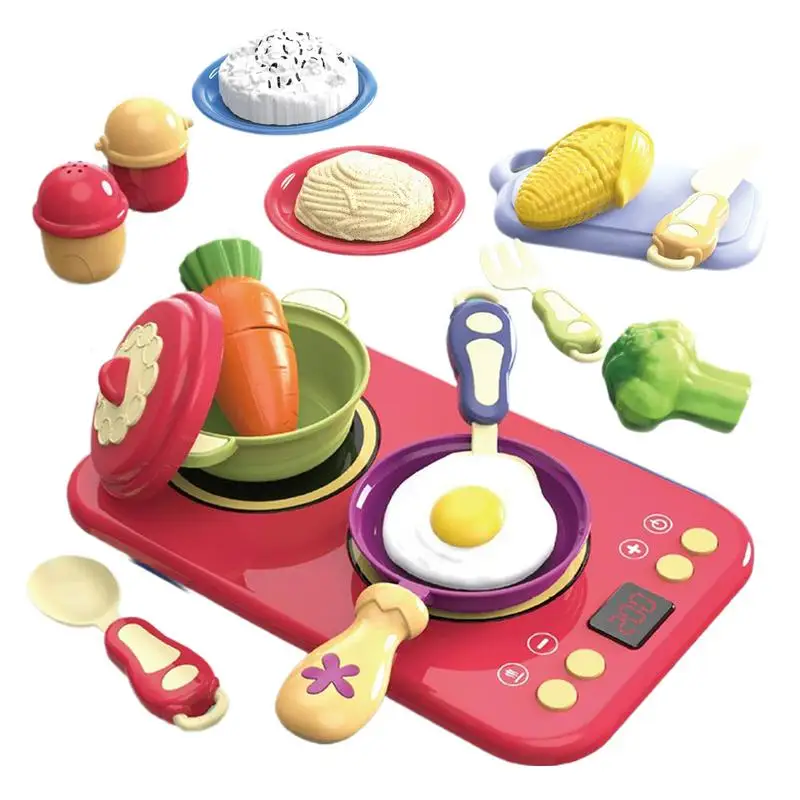 

Kids Kitchen Playset Pretend Play Food Set With Sound And Light Interactive Realistic Educational Tool For Children Boys Girls