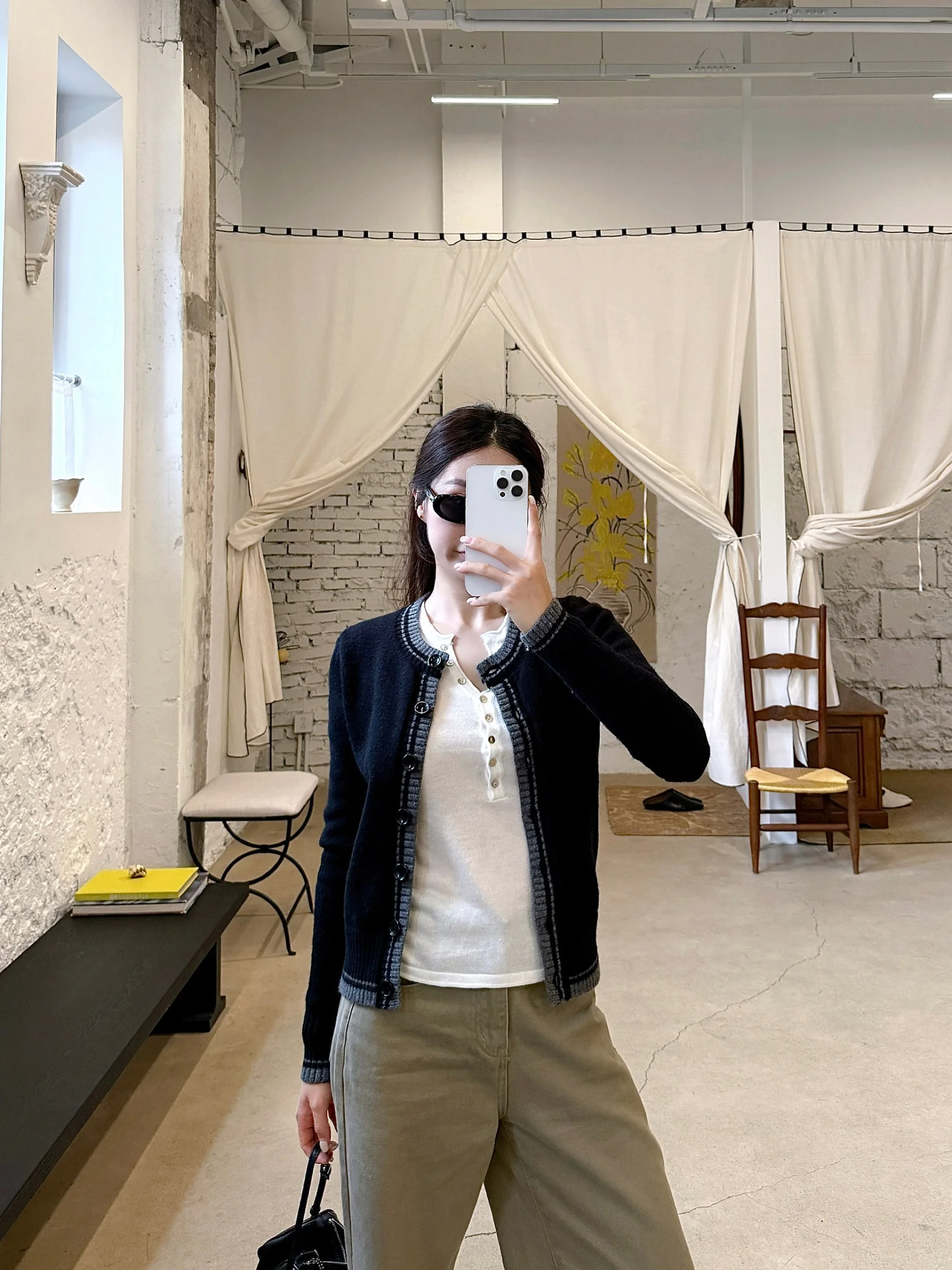 

Cassie Retro Color Blo вязаный кардиган женский круглый Ne Long Sve свитер верхняя одежда повседневная нейлоновая ткань стандартного кроя